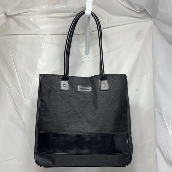 CALVIN Klein Black Fabric and PVC Tote w Magnetic Snap Closure - Picture 2 of 11